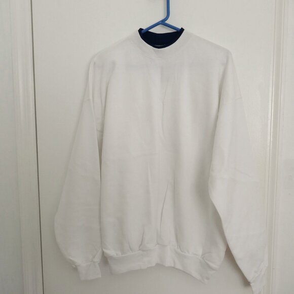 NWT mens white sweatshirt double ribbed collar size XL - Picture 1 of 4